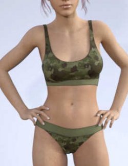 Camo-Cool COMMANDO Styles for dForce Comfort Bra and Panty for G8F in Daz Studio