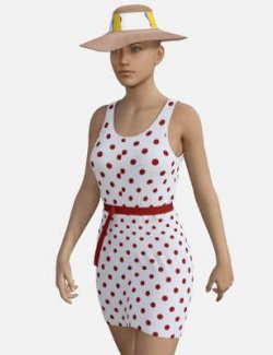 Dress With Dots and Hat for Genesis 8 Female