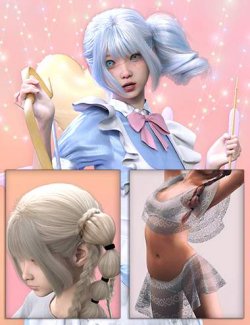 CNB Rikka HD Character, dForce Clothing and Hair Bundle for Genesis 9