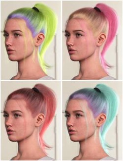 dForce Strand-Based Flirty Casual Ponytail Hair for Genesis 9