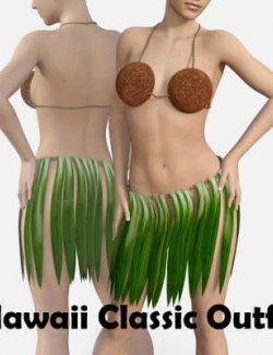 Hawaii Leafe Skirt With Coconut Bra for Genesis 8 Female