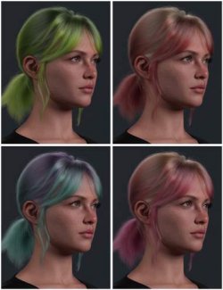 dForce Strand-Based Short Messy Ponytail Hair for Genesis 9 and 8 Female