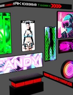 Animated Cyberpunk Ads for Daz Studio