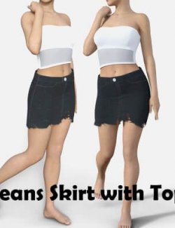 Jeans Skirt With Transparent Top for Genesis 8 Female