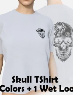 Skull Tshirt in 9 Different Colors for Genesis 8 Female