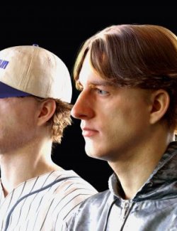 Curtains Hair and Baseball Cap for Genesis 9