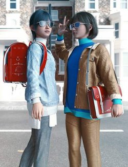 School Backpacks Toon Genesis 9 Iray Texture Add-On