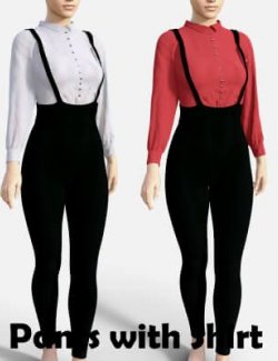 High Waist Pants & Shirt for Genesis 8 Female