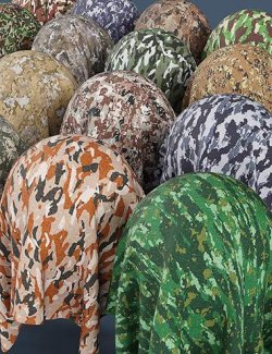 DD PBR Camo Fabric Shaders for Iray Vol 2