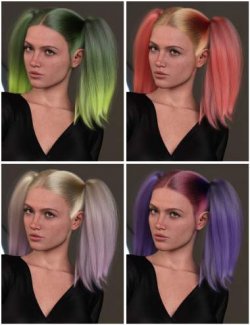 dForce Strand-Based Voluminous Pigtails Hair for Genesis 9