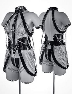 BW Leather Chain Harness Outfit For Genesis 9, Genesis 8, and 8.1 Females