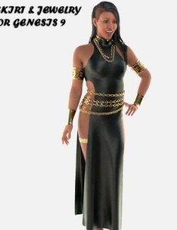 Skirt for Genesis 9 Black and Gold