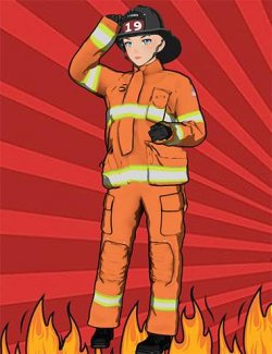 KuJ Firefighter Suit Toon For Genesis 9