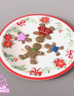 Gingerbread Family + Christmas Plate