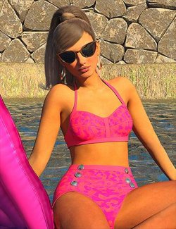 InStyle - dForce Rockabilly Swim for Genesis 9 and Genesis 8 Females Texture Add-On