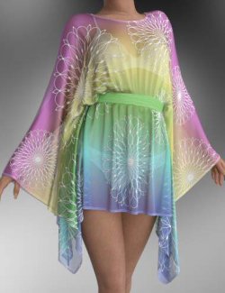 dForce Round Neck Kaftan for Genesis 9