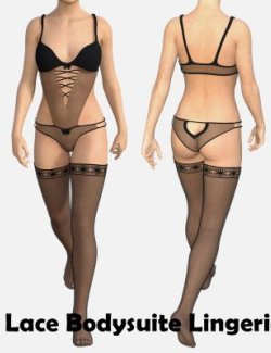 Lace Bodysuite Lingerie With Stockings for Genesis 8 Female