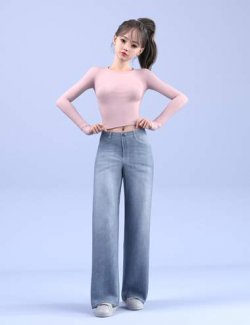 dForce HnC24 Loose Denim Pants Outfit for Genesis 9