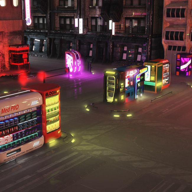 Click here to see preview images for "Animated Cyberpunk Vending Machines for Daz Studio" Animated Cyberpunk Vending Machines for Daz Studio