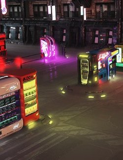 Animated Cyberpunk Vending Machines for Daz Studio