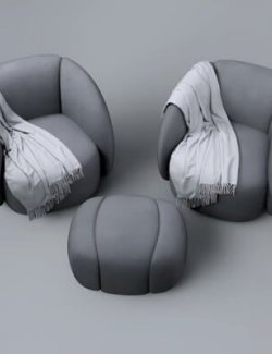 A3S H-Arm Chairs With Pouf