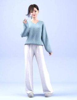 dForce HnC24 Loose Knit Sweater Outfit for Genesis 9