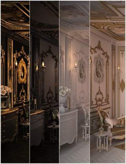 Rococo Room Texture Set Black and White