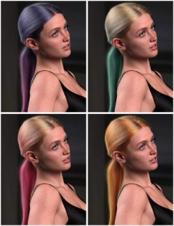 dForce Strand-Based Middle Parting Low Ponytail Hair for Genesis 9