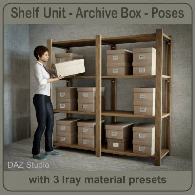 Click here to see preview images for "Shelf Unit and Box with G8F Poses" Shelf Unit and Box with G8F Poses