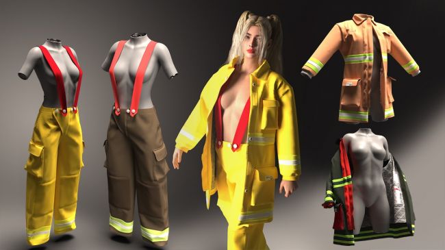 Click here to see preview images for "RQL-dForce Firefighter Cosplay Outfit G8F G8.1F" RQL-dForce Firefighter Cosplay Outfit G8F G8.1F