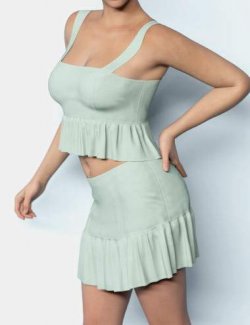 dForce Crop Ruffle Top and Skirt for Genesis 9
