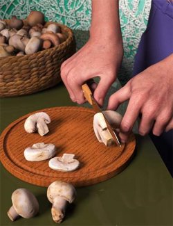 Cutting Mushrooms Props and Poses for Genesis 9