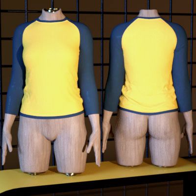 Click here to see preview images for "3DL (dForce) Long Sleeve Everyday Raglan Tee G8F-G9" 3DL (dForce) Long Sleeve Everyday Raglan Tee G8F-G9