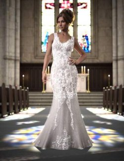 dForce Mermaid Bridal Gown Outfit for Genesis 9