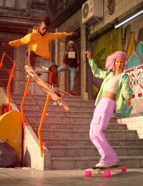 Click here to see preview images for "Sk8ting Life Poses and Props For Genesis 9 & Genesis 8" Sk8ting Life Poses and Props For Genesis 9 & Genesis 8