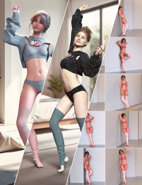 Click here to see preview images for "dForce Cute and Cozy Outfit Bundle for Genesis 9" dForce Cute and Cozy Outfit Bundle for Genesis 9
