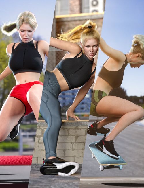 Click here to see preview images for "Z Active Series Jumping Pose Mega Set for Genesis 9 and 8 Female" Z Active Series Jumping Pose Mega Set for Genesis 9 and 8 Female