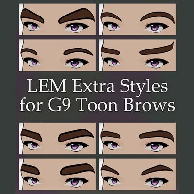 Click here to see preview images for "LEM Extra Styles for G9 Toon Brows" LEM Extra Styles for G9 Toon Brows