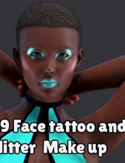 G9 Face Tattoo and Glitter Makeup