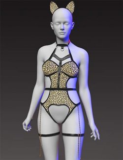 dForce GN Leopard Print Cat Bodysuit for Genesis 9, 8.1, and 8 Female