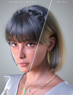 dForce Strand-Based FE 2-in-1 Braided Style Bob Hair for Genesis 9,8 and 8.1