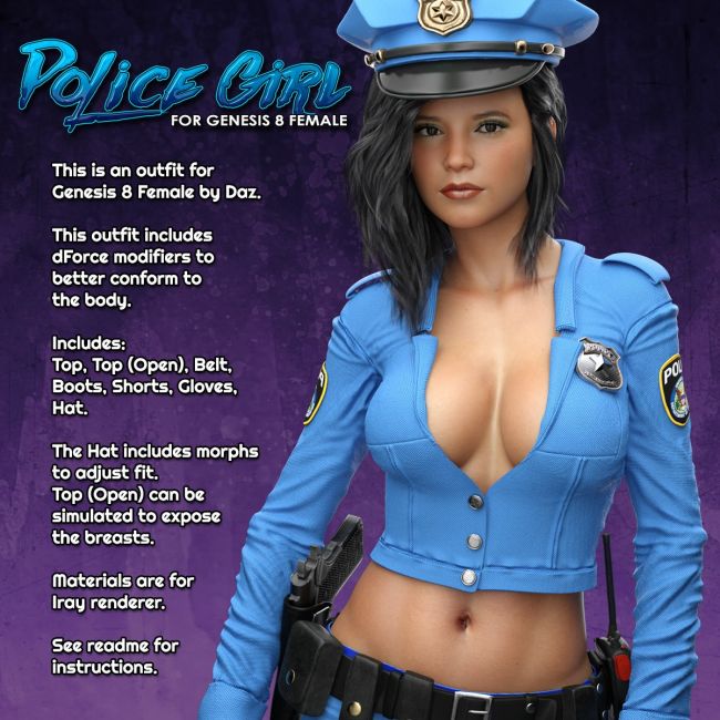 Click here to see preview images for "Exnem dForce Police Girl for Genesis 8 Female" Exnem dForce Police Girl for Genesis 8 Female