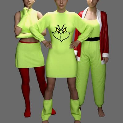 Click here to see preview images for "MS Christmas Collection Grinch Costume (G8F and G9)" MS Christmas Collection Grinch Costume (G8F and G9)