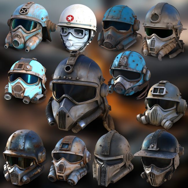 Click here to see preview images for "Post Apocalyptic Helmets" Post Apocalyptic Helmets