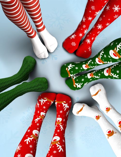 Click here to see preview images for "X-Fashion Christmas Socks Edition for Genesis 9 and 8 Female" X-Fashion Christmas Socks Edition for Genesis 9 and 8 Female
