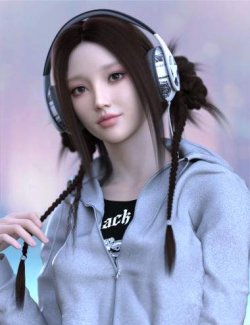 Double Braid Buns Hair for Genesis 9