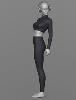 Leggings Long Sleeve Top and Headphones G8 Female