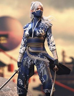 Akai Defender: dForce Kimono Outfit for Genesis 9