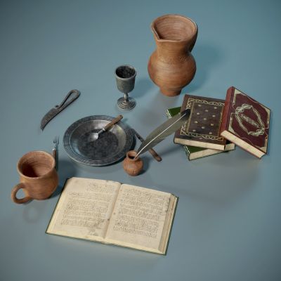 Click here to see preview images for "Medieval Tableware and Props Set DAZ" Medieval Tableware and Props Set DAZ