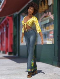 dForce 70s Groovy Outfit for Genesis 9 and Genesis 8 Female